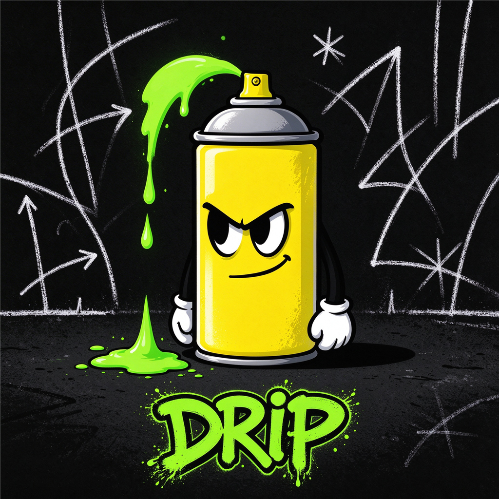 $DRIP — spray can street mascot